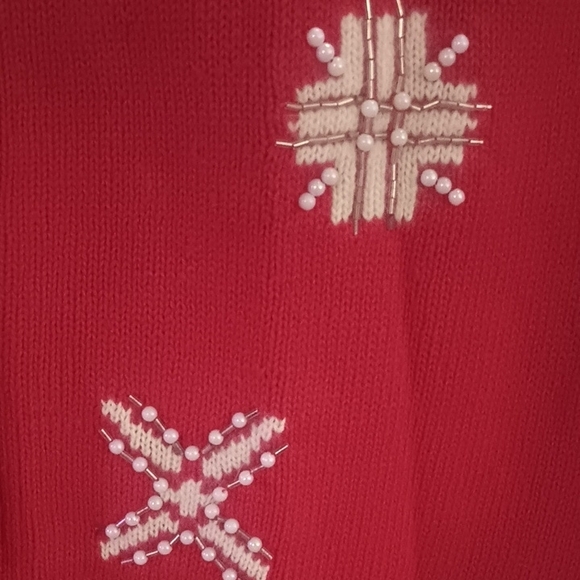 Leslie Fay Red Cardigan with White Accents - Picture 3 of 4